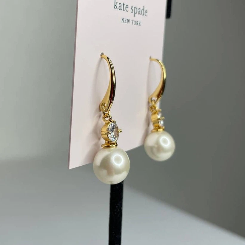 Kate Spade Pearls Of Wisdom Cream Glass Pearl Earrings Lever Back - Image 2 of 3