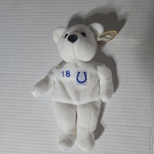 NFL Peyton Manning 18 White Plush Beanie Bear Salvino's Bammers Colts NWT