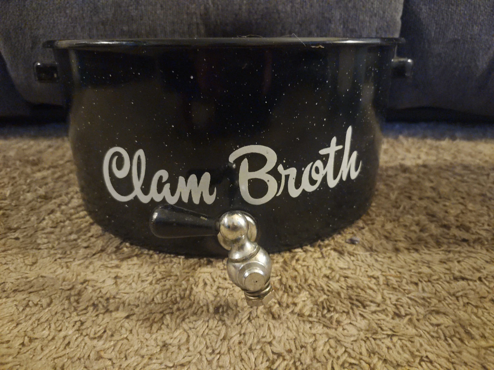 Vintage Speckled Enamelware Clam Lobster Steam Pot With Spigot 12"