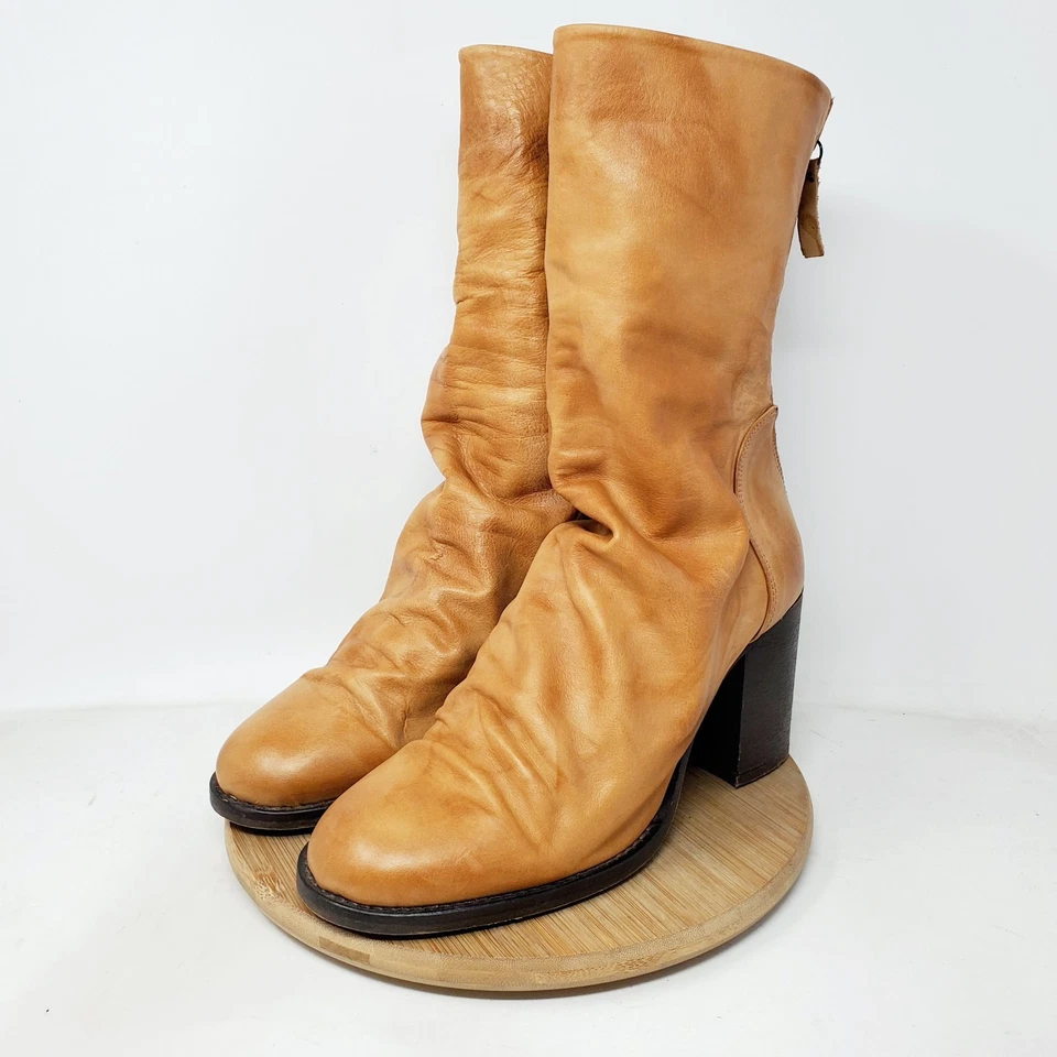Free People Botas Mujer 39 Elle Tacón Bloque Cuero Marrón Suave Boho Zapatos Inclinados Foto 2 de 4