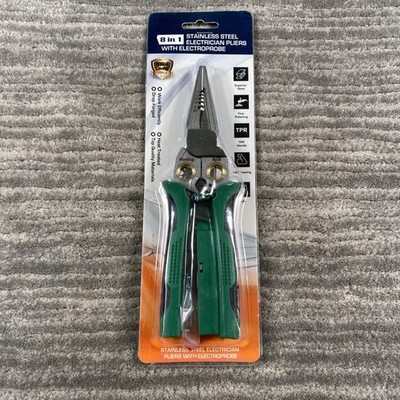 High Quality Tools 8 In 1 Stainless Electrician Pliers Wire Stripper Green New