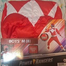 Disguise Power Rangers Red Ranger Boys Padded Costume Jumpsuit  Mask M 8 