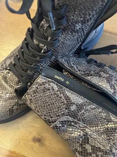 GEOX Italian Metallic Snake Print Phaolae Lace Combat Boots Womens EU 41 US 10 - Picture 6 of 7