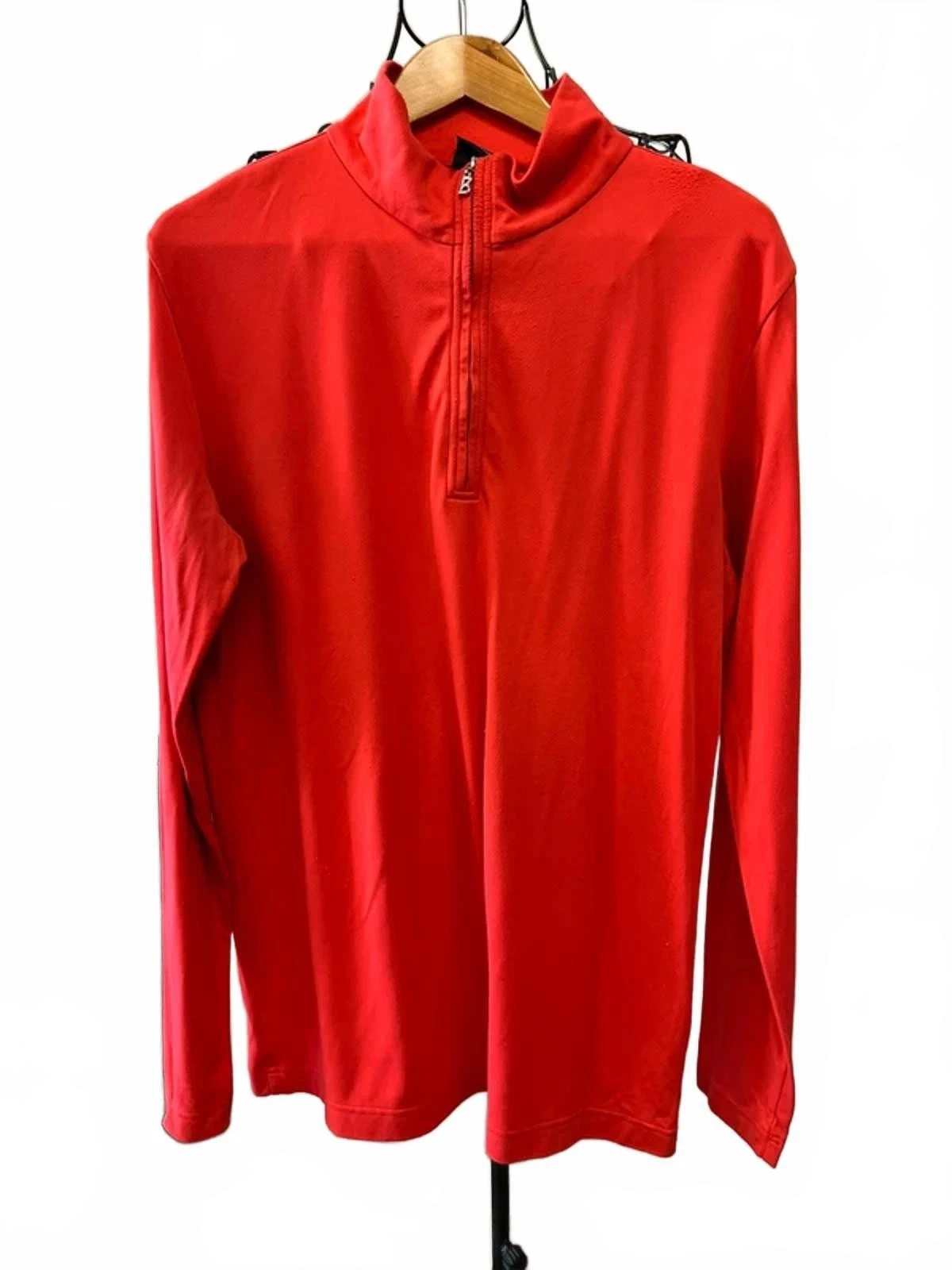 Bogner Red Quarter Zip Base Layer Top XL Logo Zip Pull Polyamide Stretch