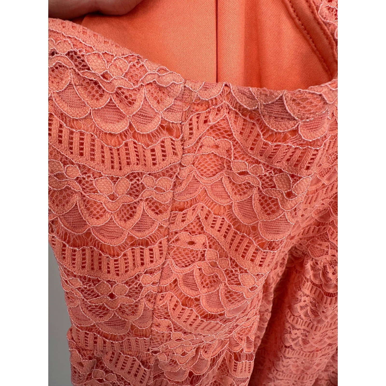Torrid Coral Orange Lace Peplum Top Size 4 Sleeveless V-Neck Babydoll Boho - product detail image 9