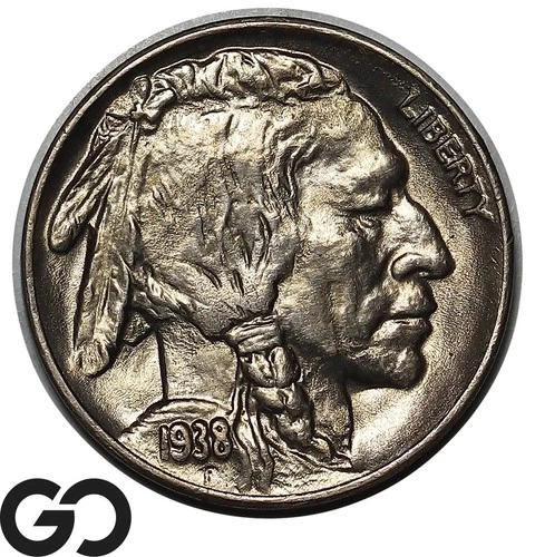 1938-D/S Buffalo Nickel, Nice Gem BU++