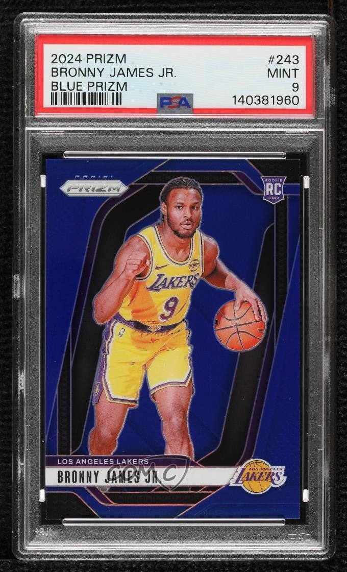2024-25 Panini Prizm Blue Prizm 60/199 Bronny James Jr #243 PSA 9 MINT 8d9