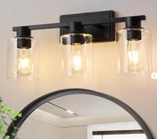 Deyidn Farmhouse 19.68 in. 3-Light Black Modern Industrial Indoor Vanity Light