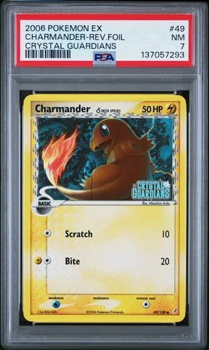 2006 POKEMON EX CRYSTAL GUARDIANS #49 CHARMANDER-REVERSE FOIL PSA 7