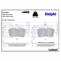 Delphi Bremsbelagsatz Scheibenbremse LP1701 FüR Ford Nissan Opel Signum Volvo CC