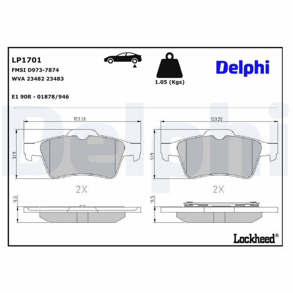 Delphi Bremsbelagsatz Scheibenbremse LP1701 FüR Ford Nissan Opel Signum Volvo CC-image