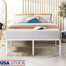 Heavy Duty Metal Platform Bed Frame 18in King Size Steel Slat Support Storage US