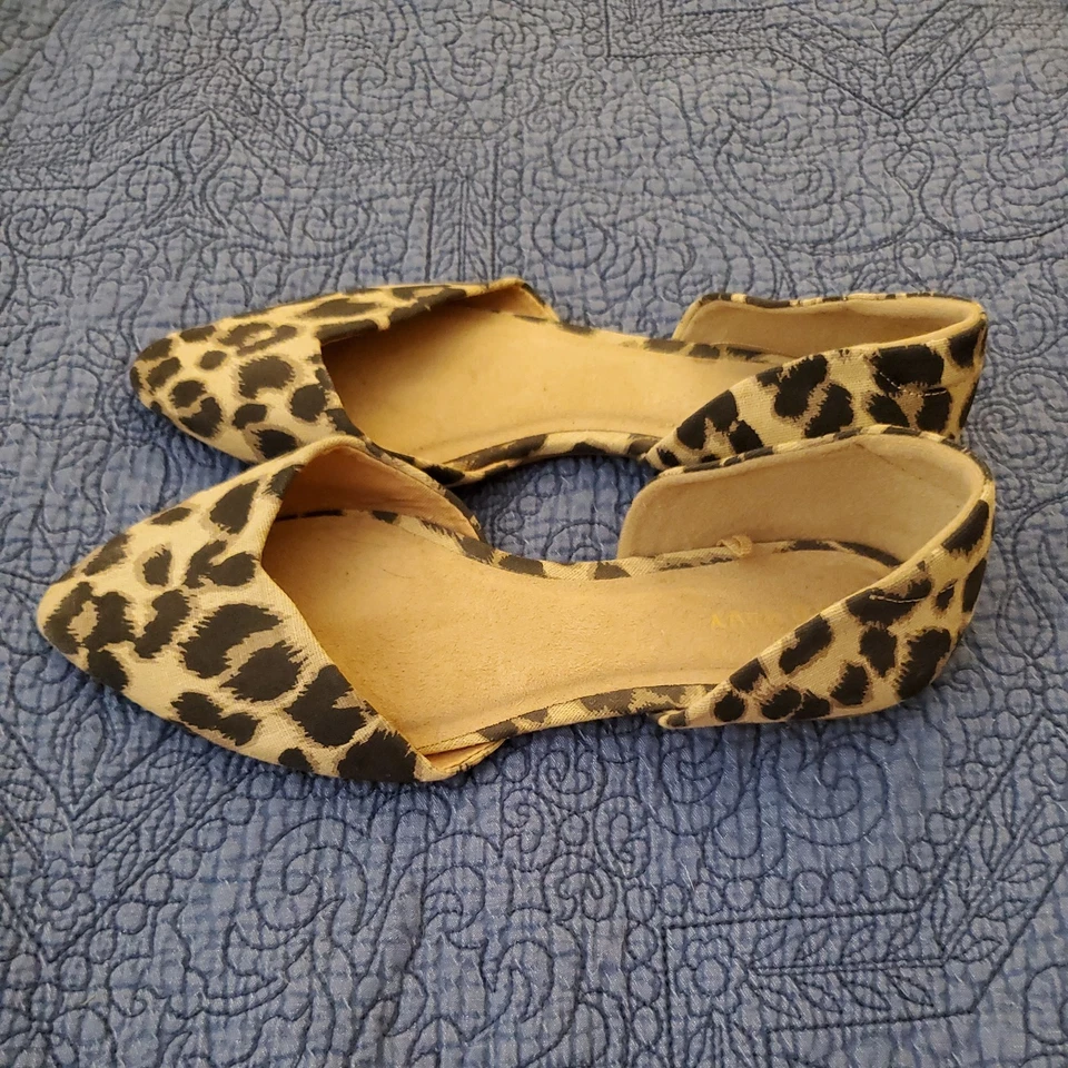Zapatos planos de ballet con estampado de guepardo marrón marino antiguo punta 7 huecos AE Foto 3 de 4