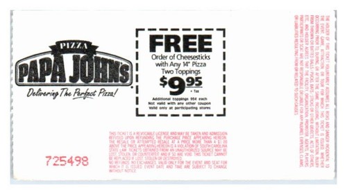 Pavement Konzert Ticket Stub 10. Mai 1995 Charleston South Carolina - Bild 2 von 2