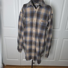 Carhartt Heavyweight Flannel Shirt Mens XL Plaid Brown Blue Cotton Workwear