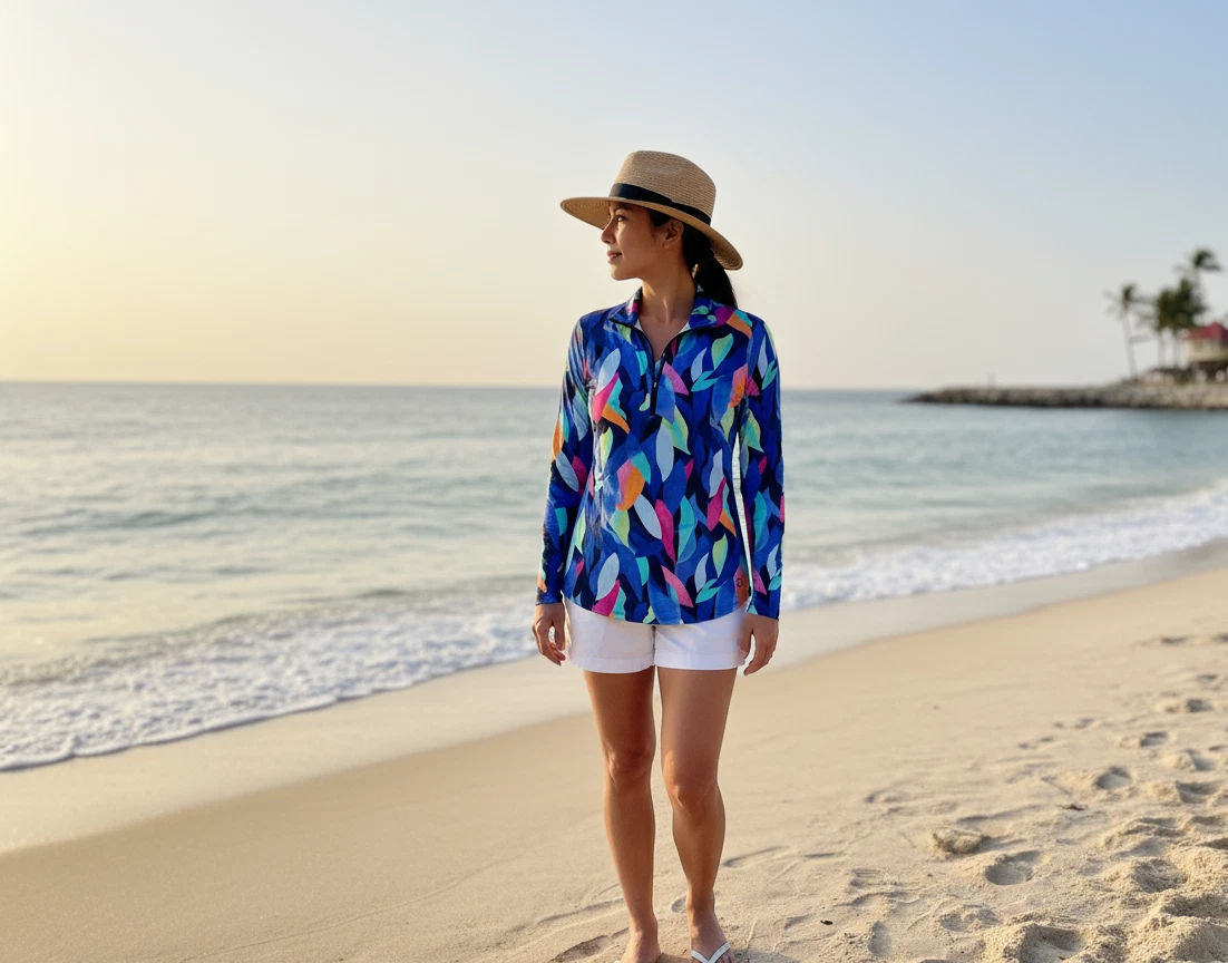 ❤️☀️NWT Tribal Sport Top UPF 50 Sun Protection Moisture Wicking Antibacterial