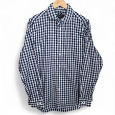 Pronto Uomo Dress Shirt Mens 16.5 34/35 Blue Button Up Non Iron Slim Fit Plaid