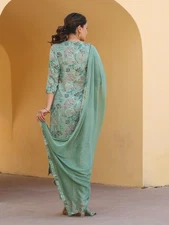 Gosriki Women'S Rayon Blend Printed Straight Kurta With Pant & Dupatta (Vice ...