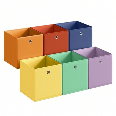 6 SONGMICS Rainbow Storage Cubes 13in Foldable Fabric Bins Bright Closet Organiz