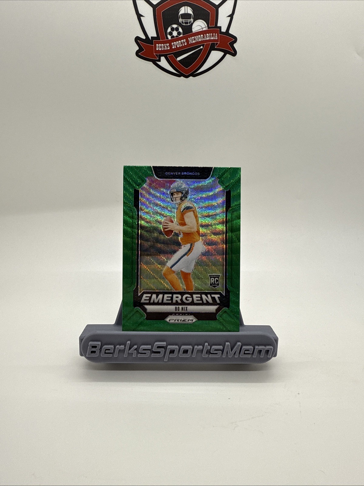 2024 Prizm Bo Nix Emergent RC Green Wave Rookie #3 Broncos