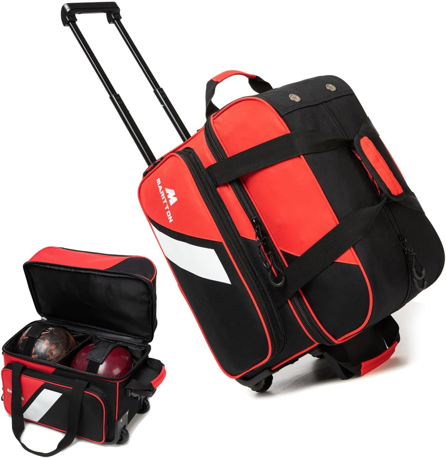 Bowling Bag with Wheels Double Roller 2 Ball Bowling Separat