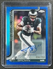 A.J. AJ BROWN 2025 TOPPS CHROME #BA-AB BLUE REFRACTOR AUTO 34/150 EAGLES
