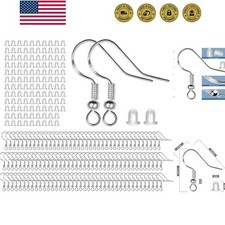 925 Sterling Silver Earring Hooks 120 PCS/60 Pairs, Ear Wires Fish Hooks, Hyp...