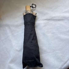 BURBERRY Folding Umbrella Black Check Frill Parasol Authentic Genuine Luxury