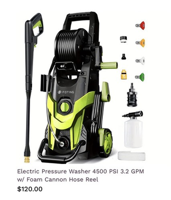 #ad #ad FOTING Electric Pressure Washer 4500 PSI Foam Cannon Hose Reel Corded Green $85.49