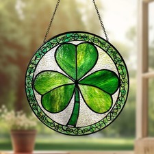Shamrock stained glass suncatcher for St. Patrick's Day and Irish decor