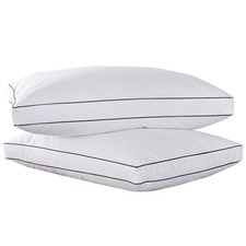 White Feather  Down Gusset Standard/Queen Pillow Set of Two