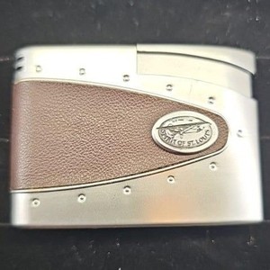 Spirit of St Louis Vintage Style Lighter Silver Brown Leather Aviation Inspired