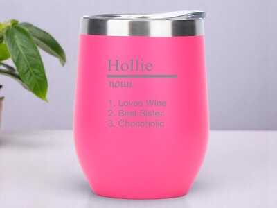 Personalisierter Thermo-Reisebecher mit Namen Substantiv/Definition 12 Unzen Neonpink