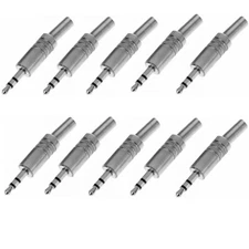 10 Pcs 3.5mm 1/8" Stereo Male Audio TRS Plated Jack Plug Adapter Connector A409