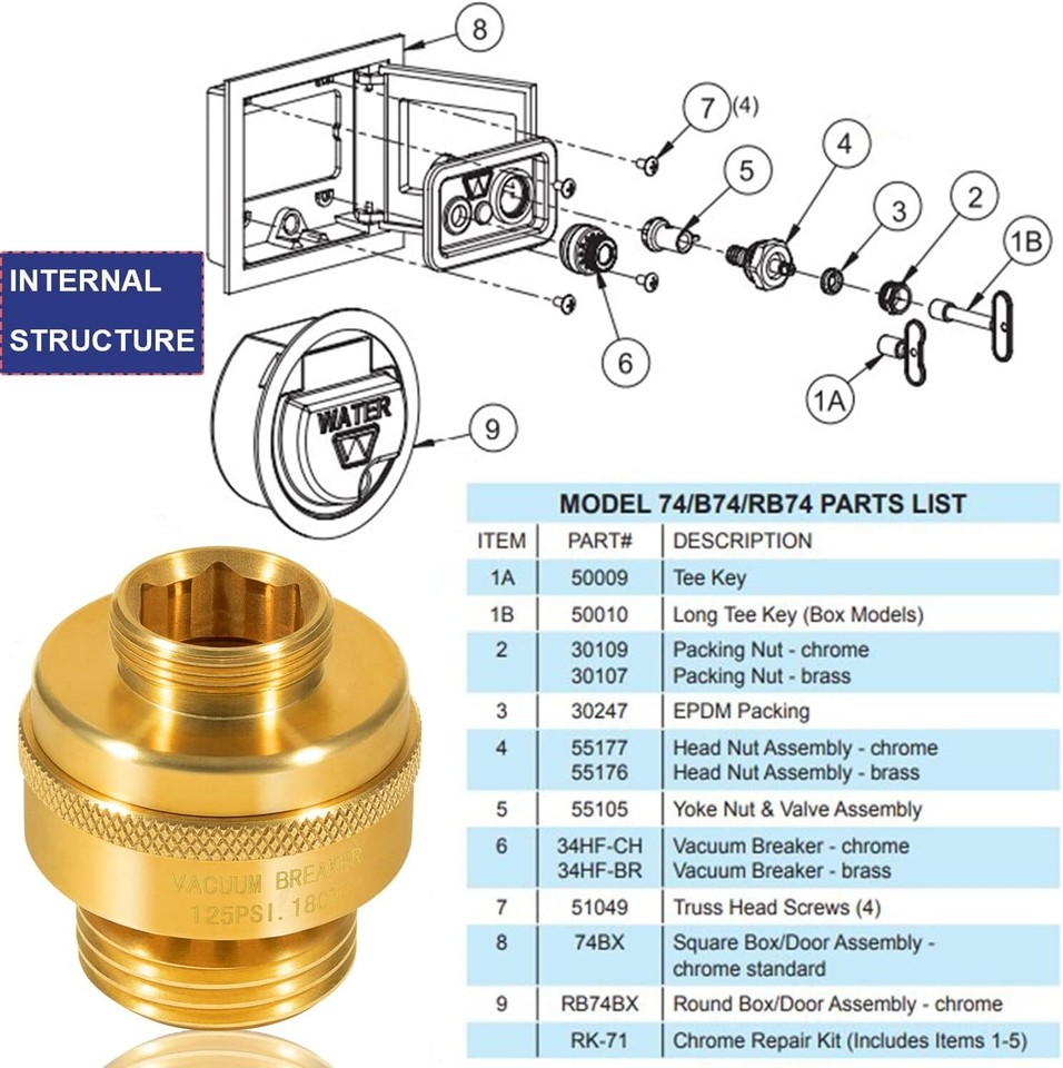 34HFBR Vacuum Breaker Brass Fits for Woodford Model Wall Hydrants Single Check eBay