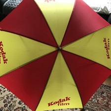 VINTAGE KODAK FILM GOLF UMBRELLA Red Yellow Camera Photography Retro