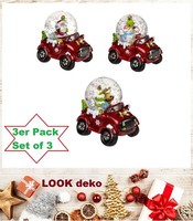 Weihnachtsmann-Auto-Schneekugeln-3-Pack-Rudolf-Rentier-Schneemann-Weihnachtsmann