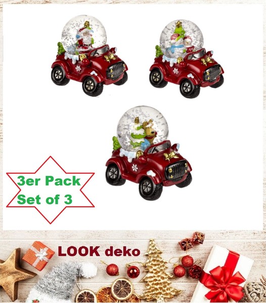 Weihnachtsmann-Auto-Schneekugeln-3-Pack-Rudolf-Rentier-Schneemann-Weihnachtsmann-image