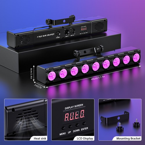 4PCS RGB Wall Wash Light Bar 9 LED DMX Stage DJ Beam Lighting Disco Party Effect - Picture 8 of 29
