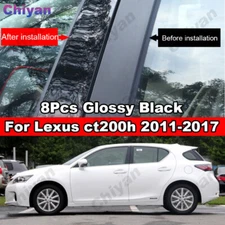 8Pcs Black Car PC Pillar Post Window door Trim Decor For Lexus CT200h 2011-2017