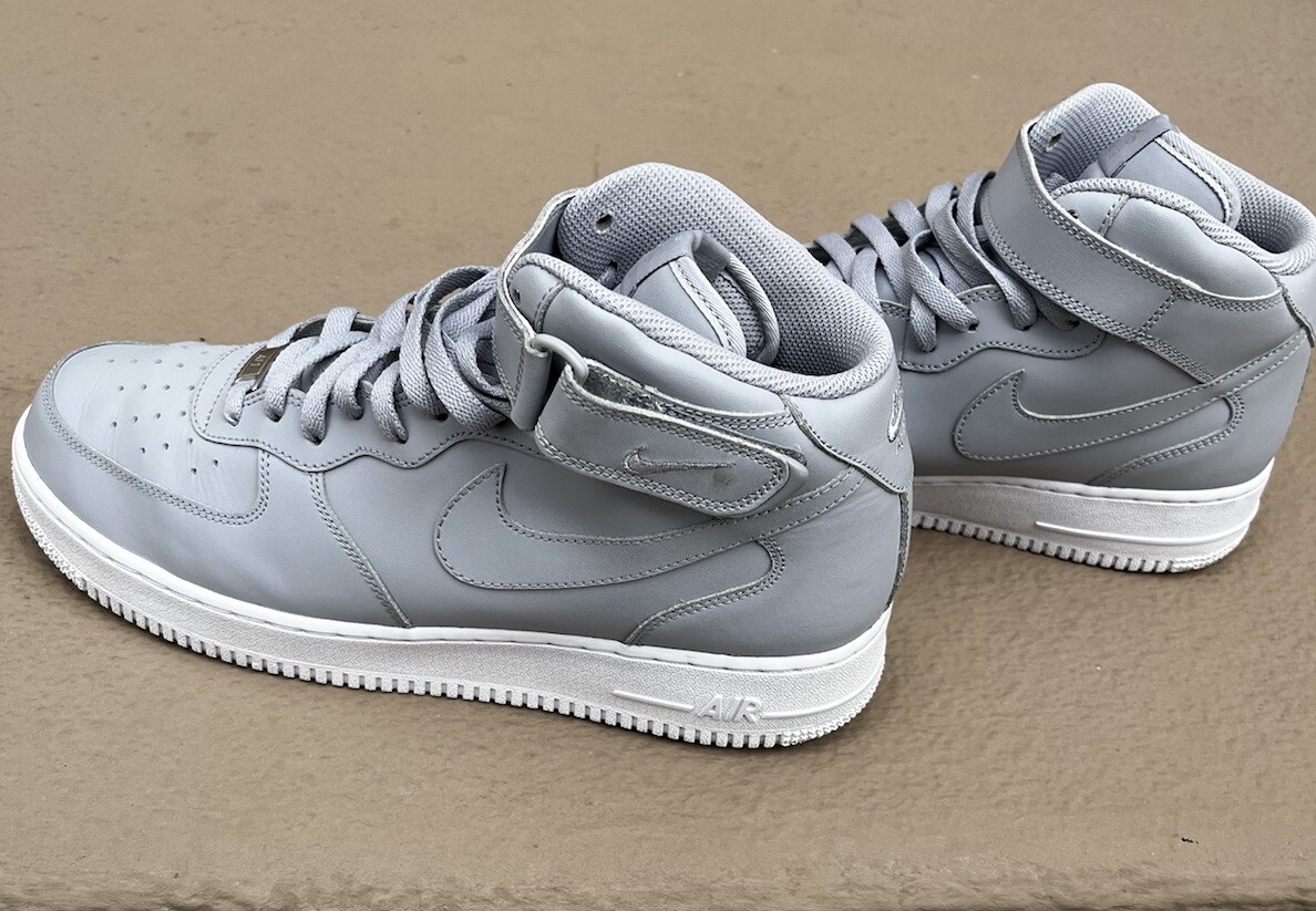 NIKE AIR FORCE 1 HIGH 07 WOLF GREY-WOLF GREY-WHITE SZ 11.5 NIKE AIR FORCE 1 HIGH 07 WOLF GREY-WOLF GREY-WHITE SZ 11.5