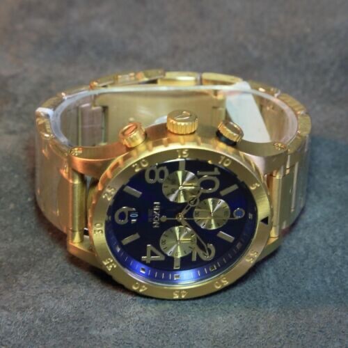 US NEW Authentic NIXON Watch Mens 48-20 CHRONO Blue Gold A486-1922