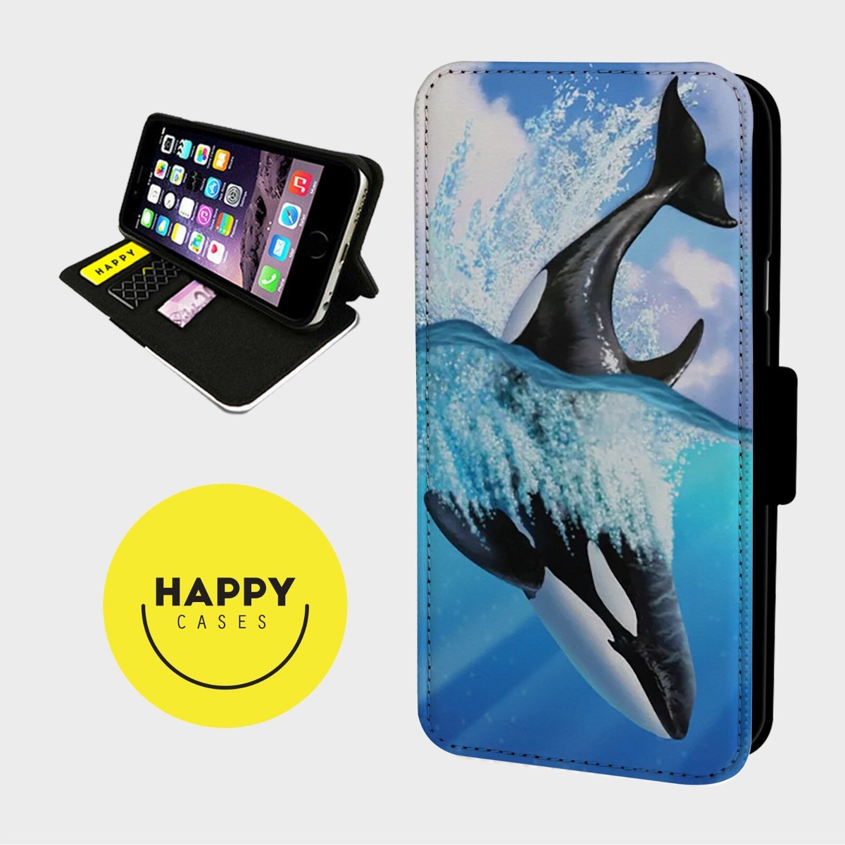 ORCA KILLER WHALE OCEAN - Faux Leather Flip Phone Case Cover - iPhone/Samsung  | eBay UK