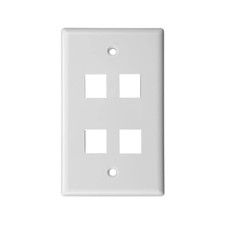 10-Pack Keystone 4 Port Jack RJ45 CAT Network Faceplate Wall Plate- White