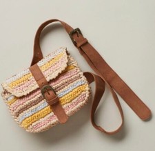 Sundance Anabaglish Catalonia Straw Belt Bag Striped Multi Handmade Fanny Sling