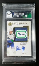 2019/20 UD The Cup Inked Insignias Auto #56/75 Quinn Hughes HGA 9.0 Mint