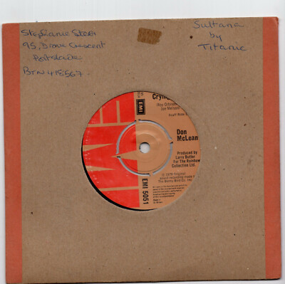 (A232) Don McLean, Crying - 1978 - 7 inch vinyl
