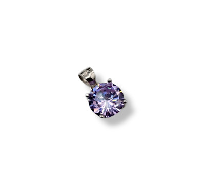 【BLACKPURPLE】[silver925] Luce Circle Pendant 8mm Gorgeous Round Light Purple CZ and Sterling Silver 925