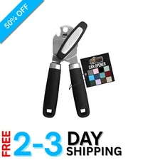 Versatile Manual Can Opener with Built-In Bottle Opener and Soft Grip Handle