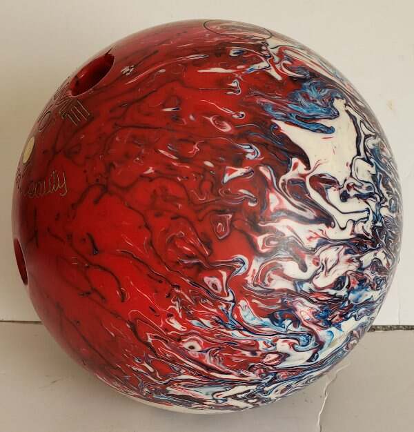 AMF Voit American Beauty 12 Pound Bowling Ball Red White Blue Swirl